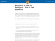 Architect or not an Architect - that is the question